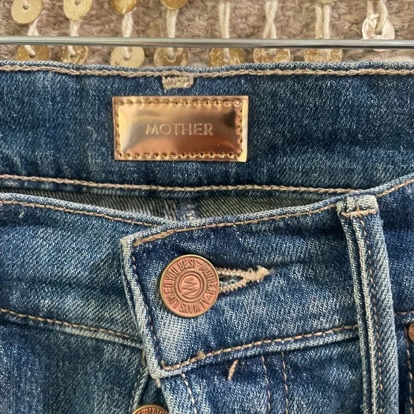 MOTHER The Vagabond Fray denim mini skirt sz 25 - Picture 3 of 7
